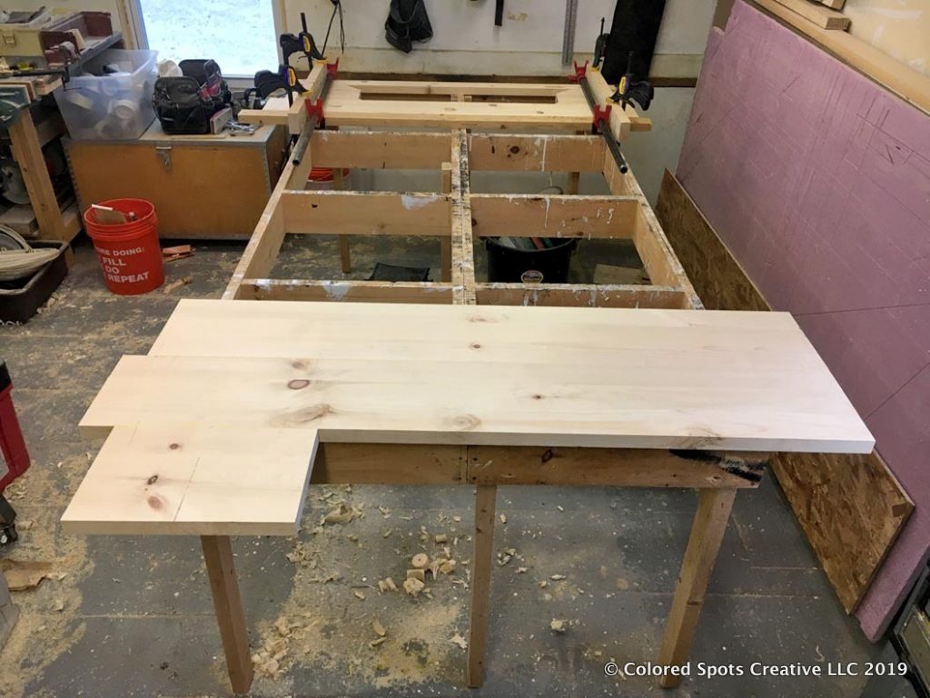 Keyboard tray out of the glue-up clamps