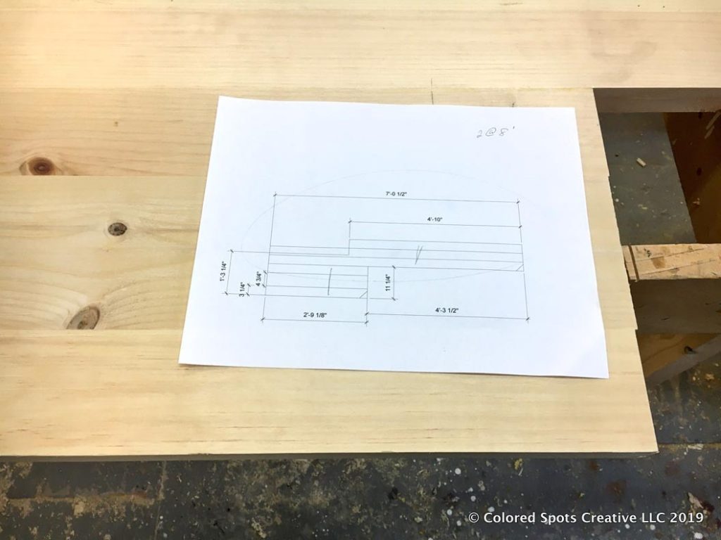 Shop drawing of monitor shelf