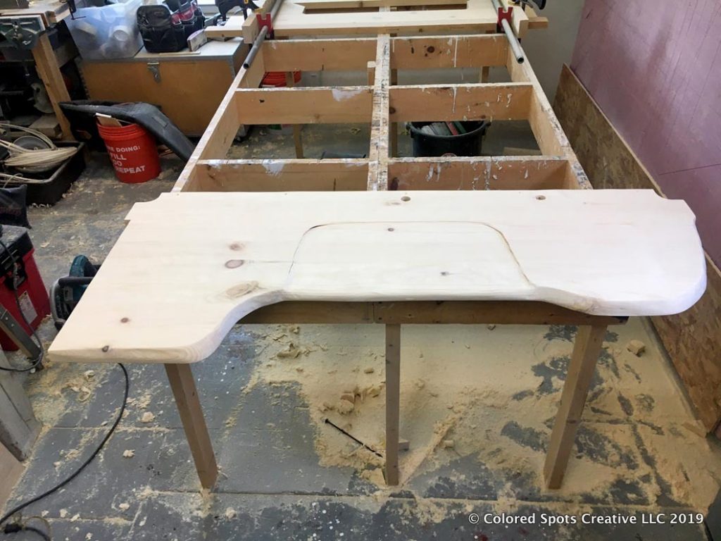 Natural keyboard tray before stain