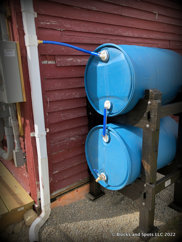 55-gal Blue Drum Rainwater Harvesting ?System Plumbing