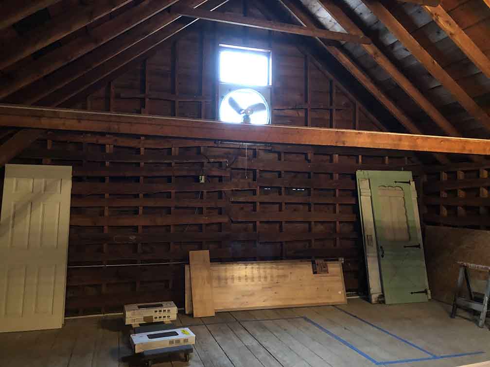 Original Barn framing looking up into the Loft Area
