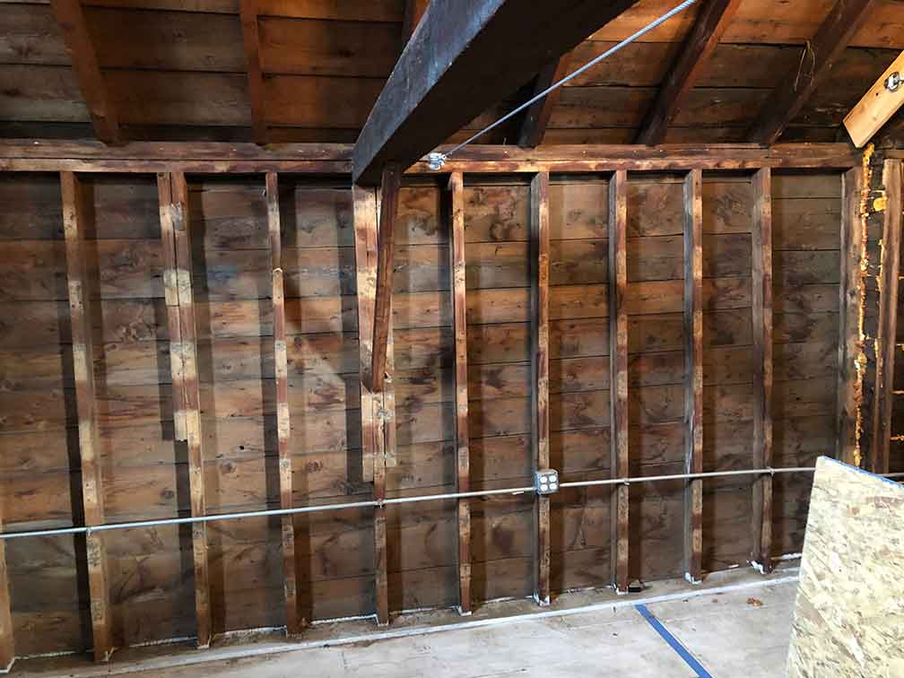 Original Barn Framing looking into the Laundry Room