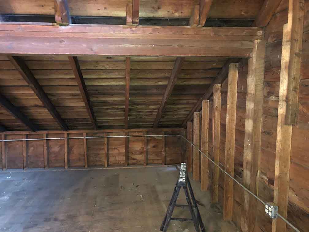 Original Barn framing in the Nook area