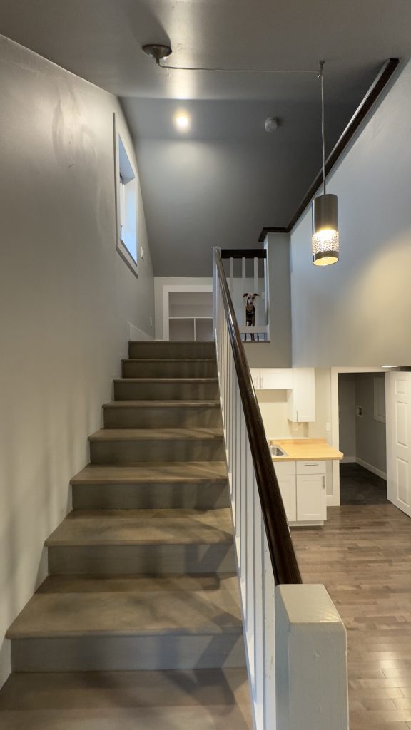 Finished view of the Stairs looking up to the Loft