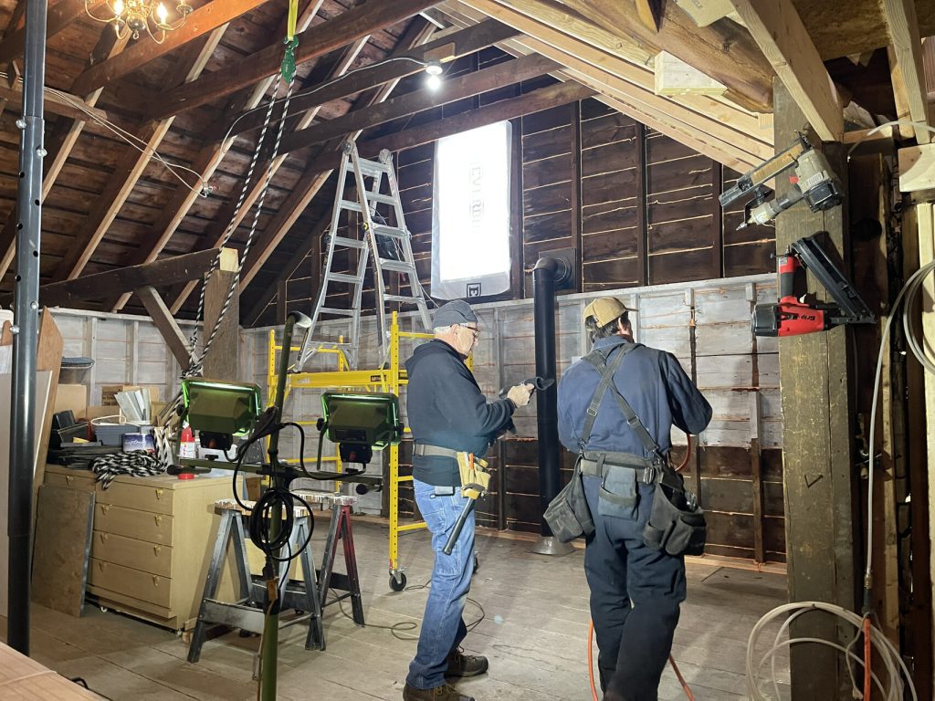 Looking at the office area before framing