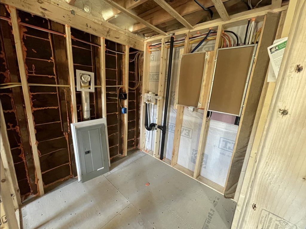Plumbing and electrical for the Laundry Room