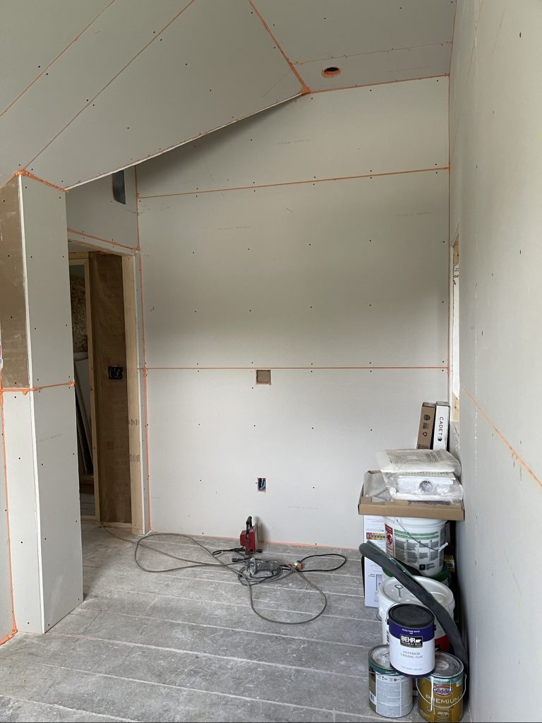 Drywall installed in the Office
