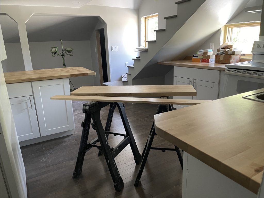Installing butcher block counter tops in the Kitchen