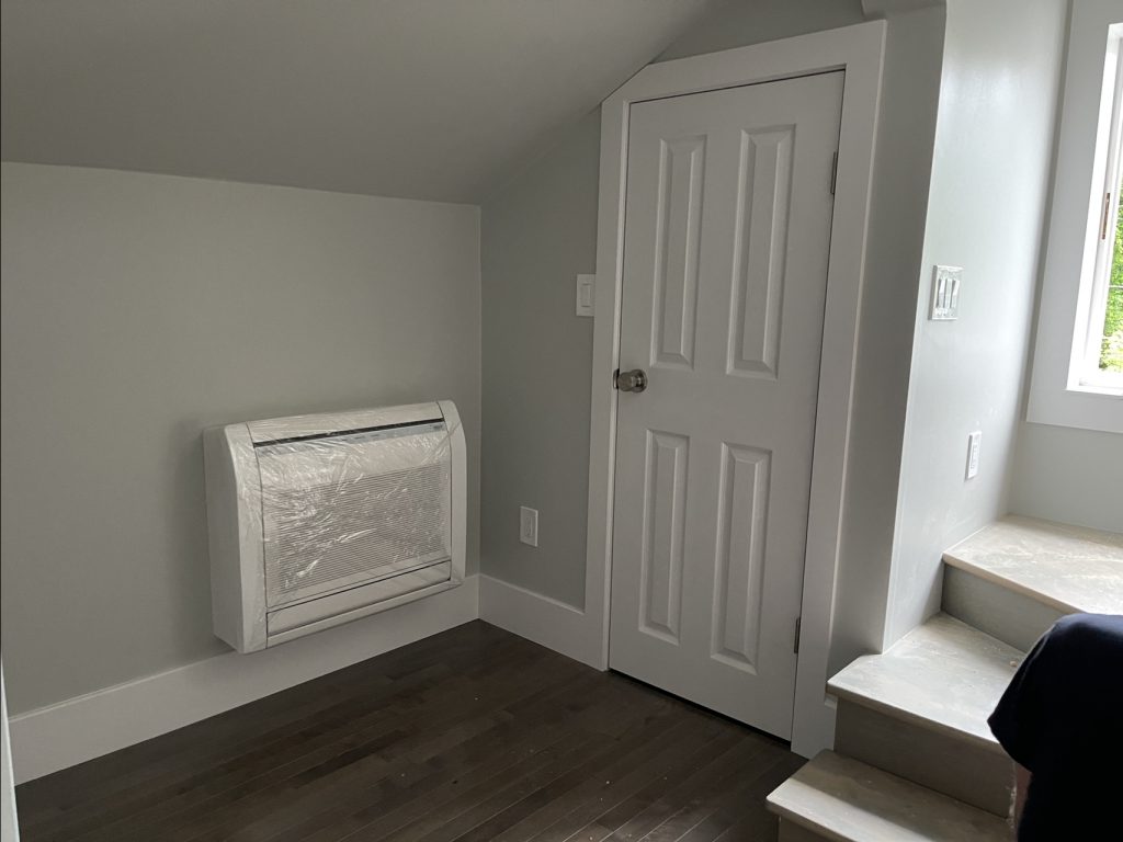 Finished Nook with a view of the Closet and MiniSplit wall unit