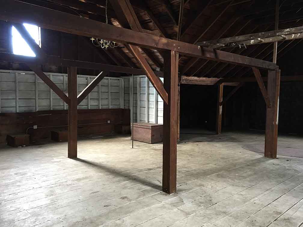 Original Barn Framing looking into the Office Area